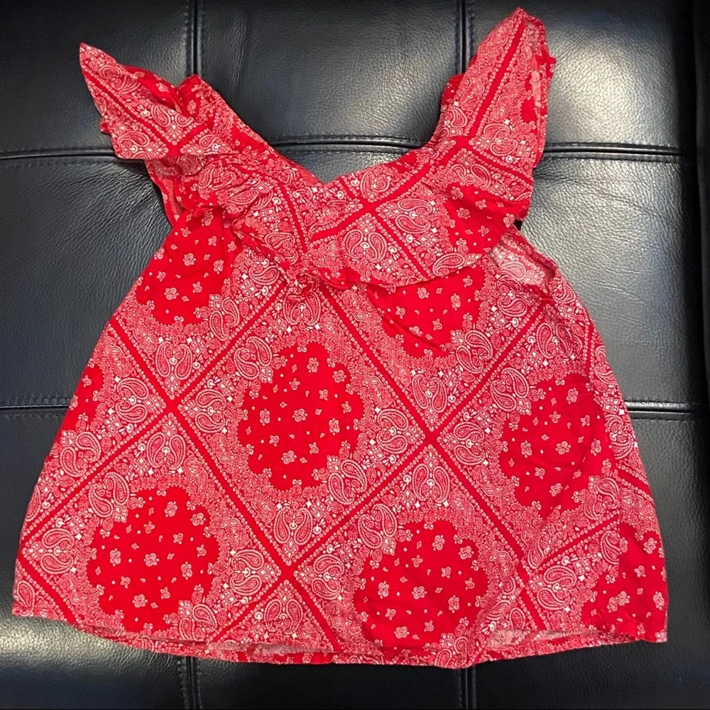 OshKosh Girls Red & White Sleeveless Bandana Top Size 6 or 6X